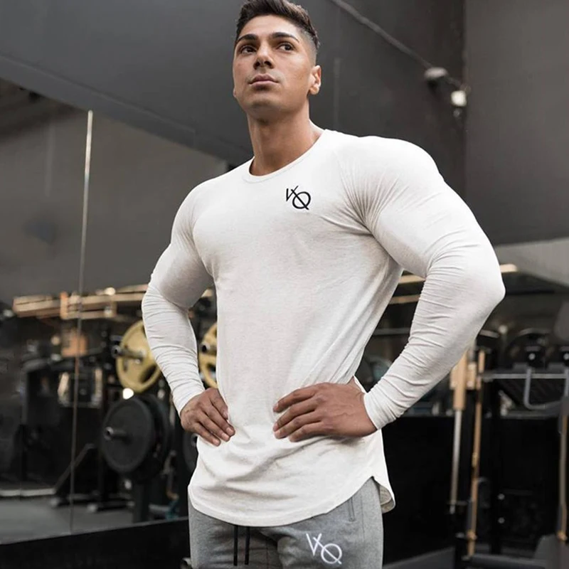 

Jogger Gym Running Training Cotton Round Neck Men Long Sleeve T-Shirt Fashion Men's Clothing Casual Trend Bottoming Shirt