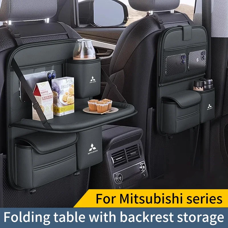 For Mitsubishi Outlander Lancer EX ASX Pajero L200 Car Seat Back Storage Small Table Board Car Storage Bag Tissue Box