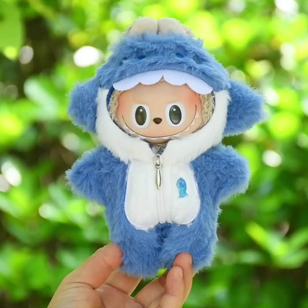 

Labubu Doll Clothes 1st-3rd Gen Pendant Shark Onesies With Foot Cover Labubu Doll Outfit Accessories