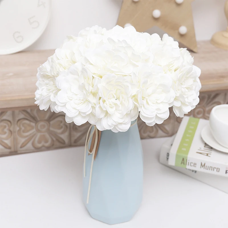 5 Heads Peony Artificial Silk Flower For Home Christmas Decoration Bride Bouquet Wedding High Quality Fake Floral DIY Hydrangea