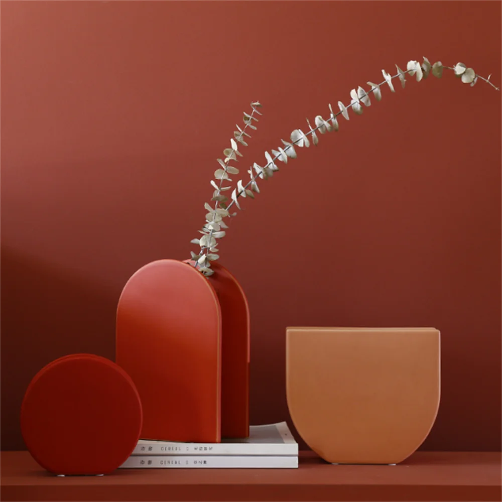 

2023 модная цветная ваза Morandi, посуда для цветов, креативное керамическое украшение ручной работы для модели дома, отеля, Ins, украшения ручной р...