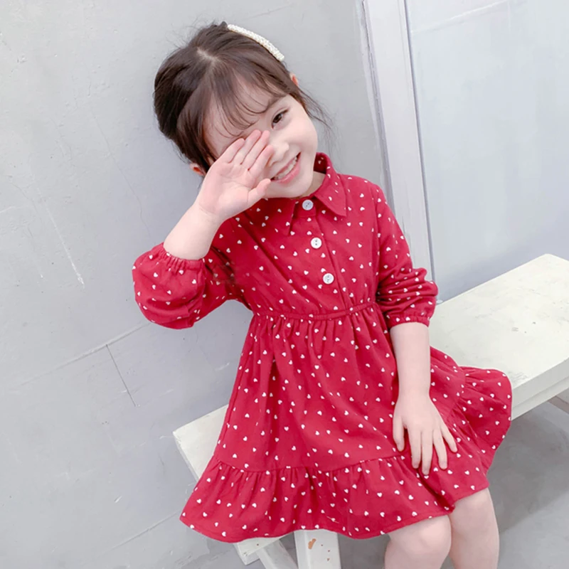 Spring Autumn Baby Girls Dress Casual Dot Print Long Sleeve Dress Kids Toddler Pageant Princess Sundress