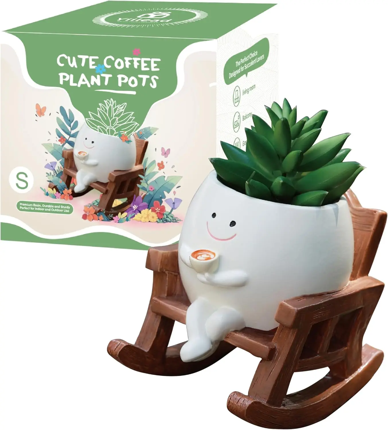 

Милый кашпо-качалка в форме смайлика для суккулентов, для дома и улицы, с дренажным отверстием, идеальный подарок