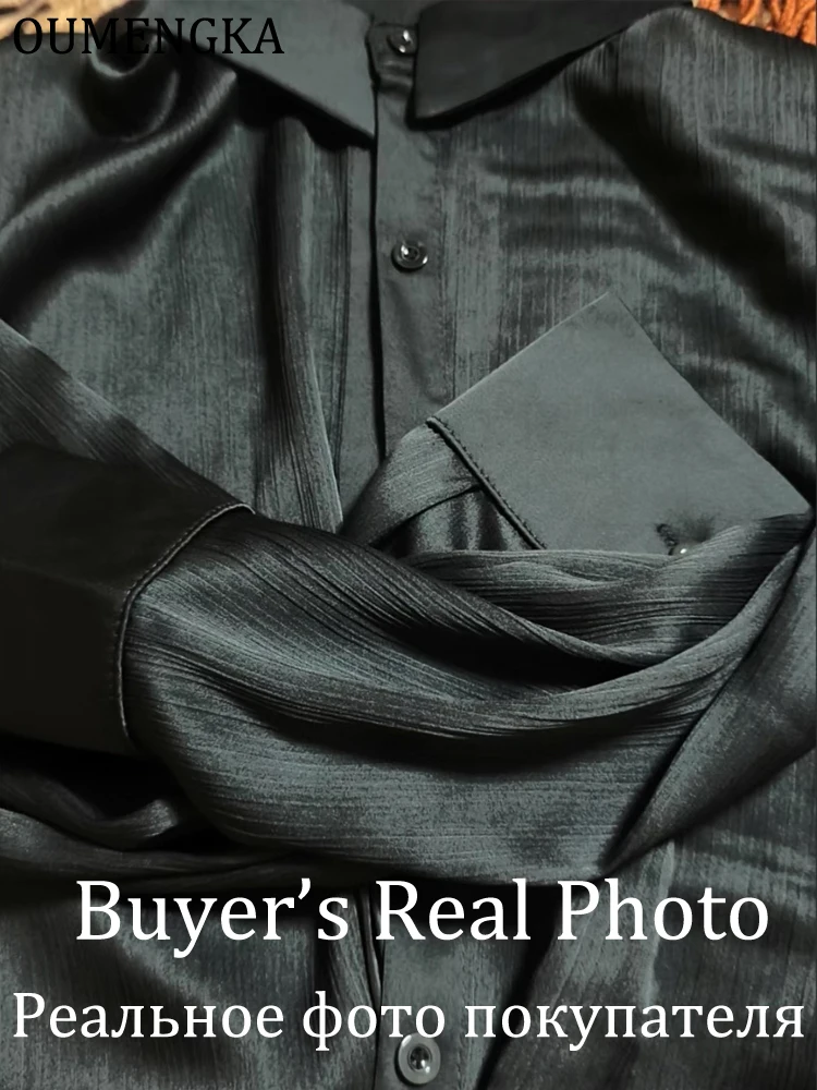 Camisas transparentes holgadas informales para mujer, blusa de gasa arrugada de manga larga con solapa de verano, ropa de calle, camisas negras para mujer