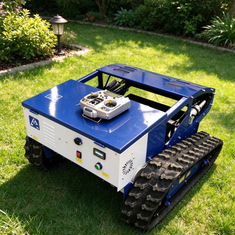 24V Crawler Grass Cutter Robot, 550mm Cutting Width, Adjustable 20-150mm Height, 30° Slope, Remote Control & Customizable