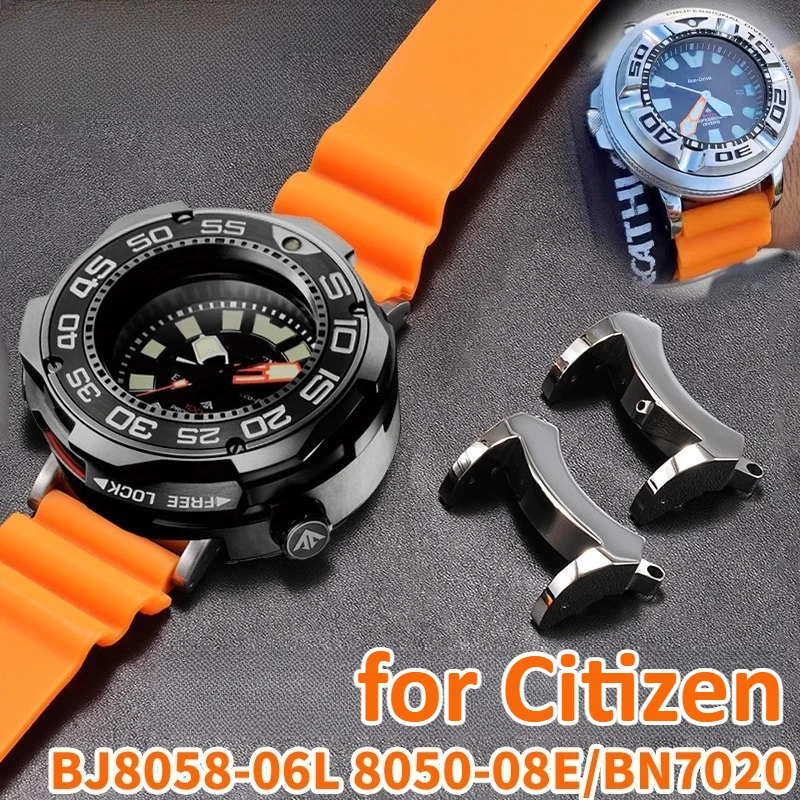 Citizen Watch Promaster - BN7020 Edelstahladapter, orangefarbenes Armband, Silikon FÜR