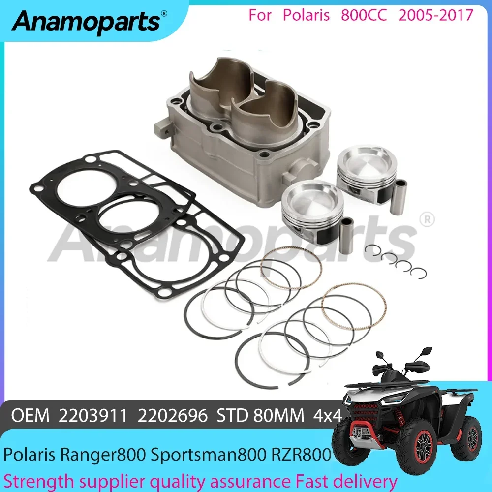 STD 80MM Cylinder Piston Gasket Rebuild Overhaul Kit for 05-17 Polaris Sportsman Ranger Crew 800 RZR 4 CC ATV UTV 4x4 2204393