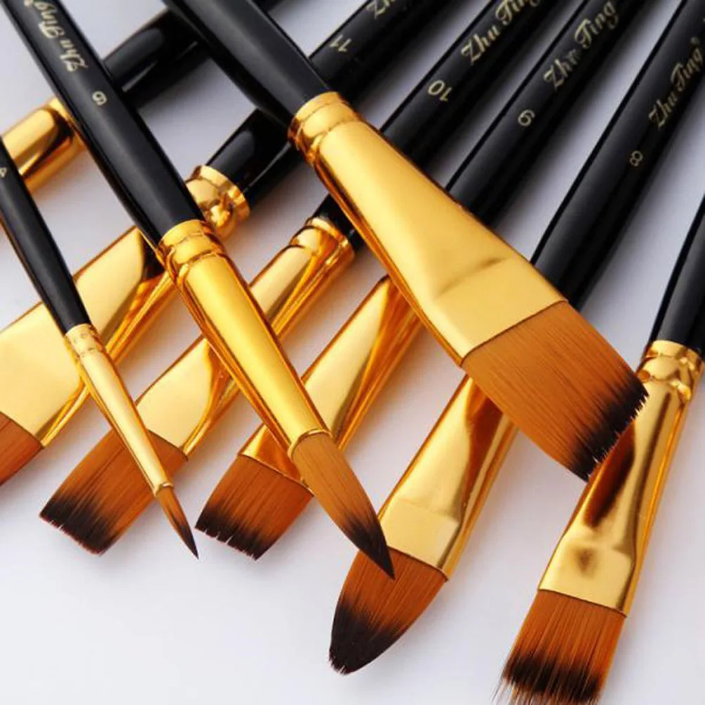 

Paint Brush Set Oil Painting Brush For Acrylic Watercolor Gouache Face Art Durable Lightweight No-Shed Bristles Black
