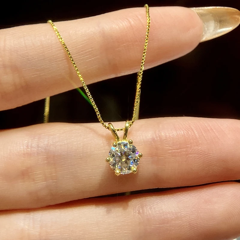 

GRA Shiny 1CT Certified Moissanite Diamond Pendant Wedding Necklace For Women Real 925 Sterling Silver Best Quality Jewelry
