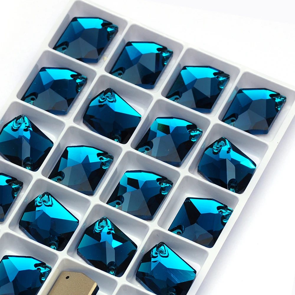 PUBRILEX Blauer Zirkon Rivoli Tropfen Kosmische Kristallsteine Flache Rückseite Strass zum Aufnähen für Kleidung, Kleider, Handarbeiten und Dekoration – Detail 11