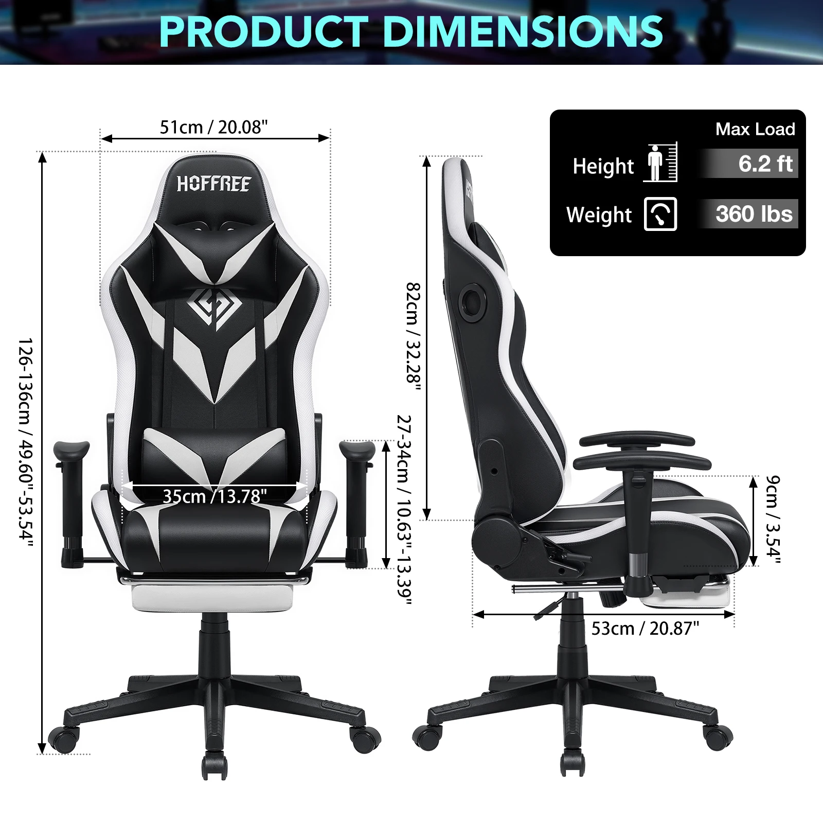 RGB Racing Gaming Chair W/ Speaker Massage Computer Office Chairs with Footrest