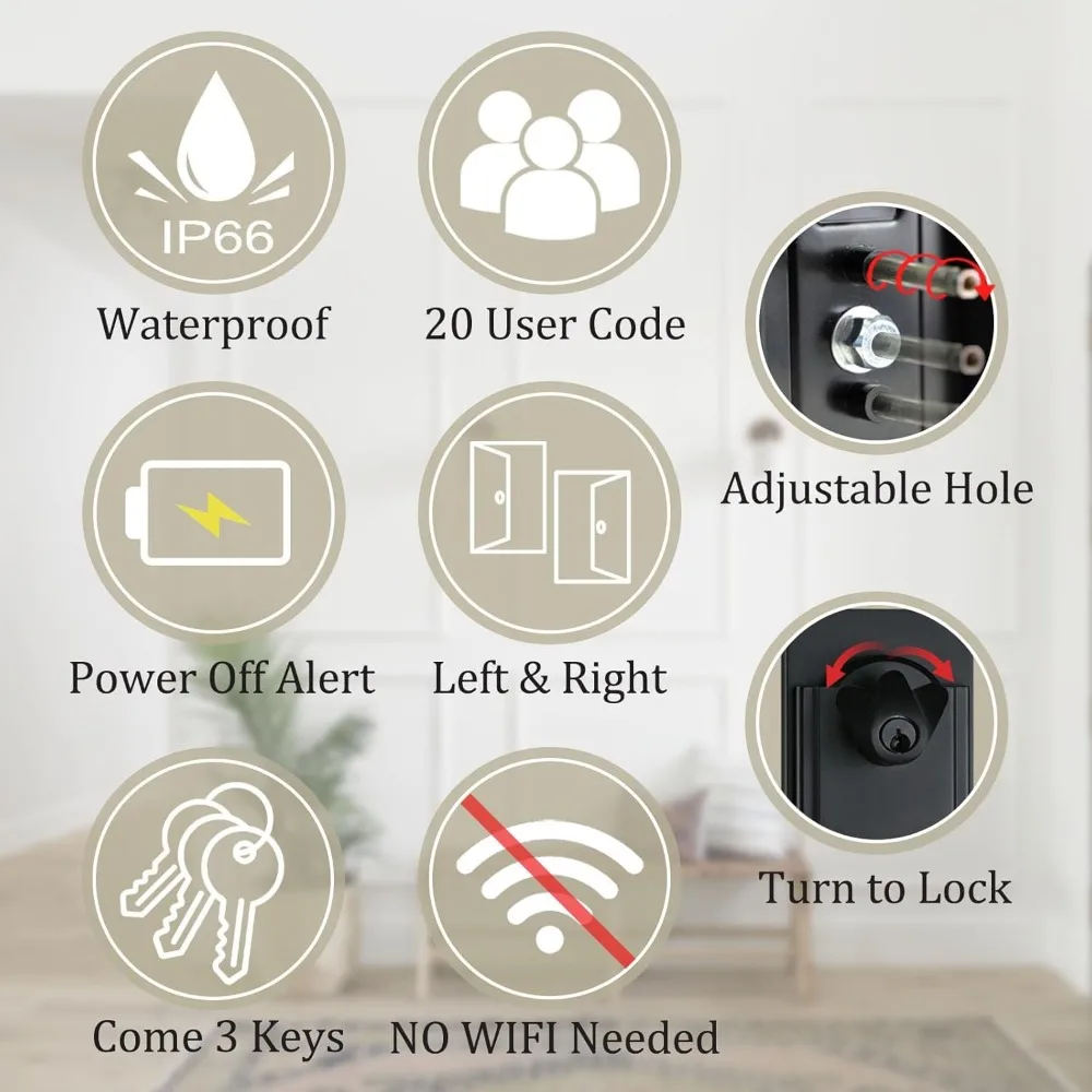 Right-Handed Matte Black Electronic Smart Handleset with Keypad Lock for Double Front Door（Keys Reserved）,MDHST2016DB-E-SET-RH