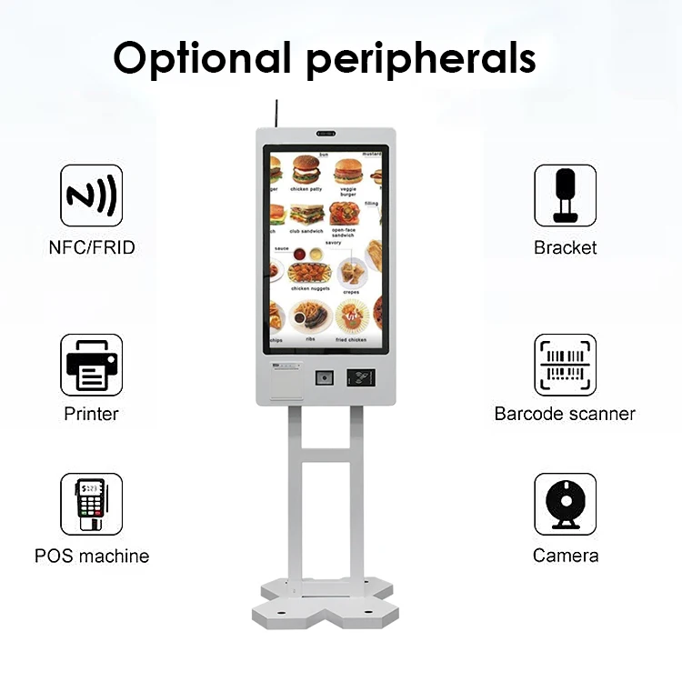 Payment Kiosk SDK Self Service Indoor Use For 32'' Wall-Mounted Capacitive Touch Screen Health Information & Food Ordering