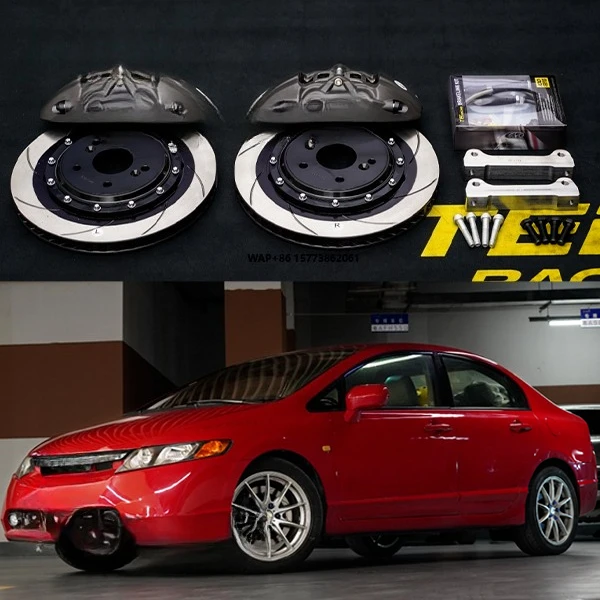 

Racing P40NS Front Big Brake Kit 4 Piston Caliper with 300*28mm Rotor BBK Brake System for Civic FD 16 Inch Car Rim