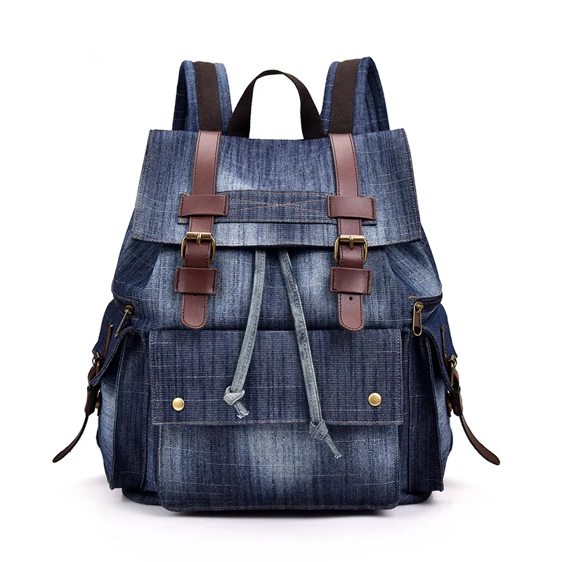 

Vintage Denim Backpack for Women and Men Casual Travel Bags Large Capacity Laptop Rucksack Students School Bagpack Fashion 2023