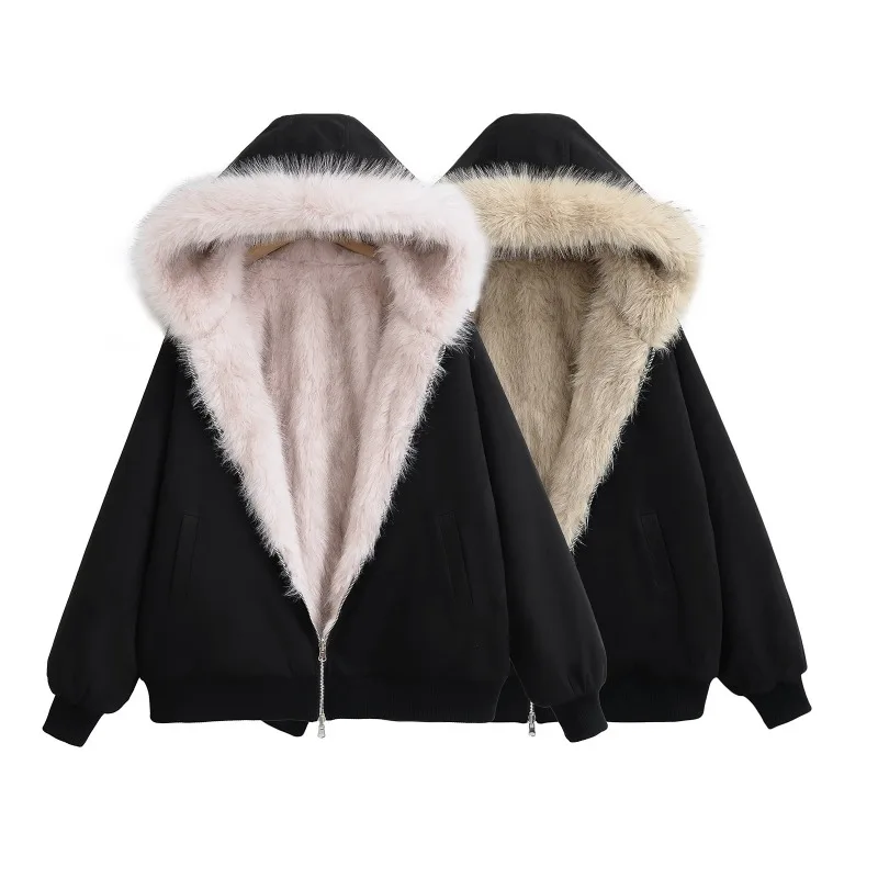 

Women's jackets Y2K Harajuku Hot Girl Double Wear Eco friendly Fur Sweatshirt Casual Velvet Warm Hoodie Fur Collar Streetwear