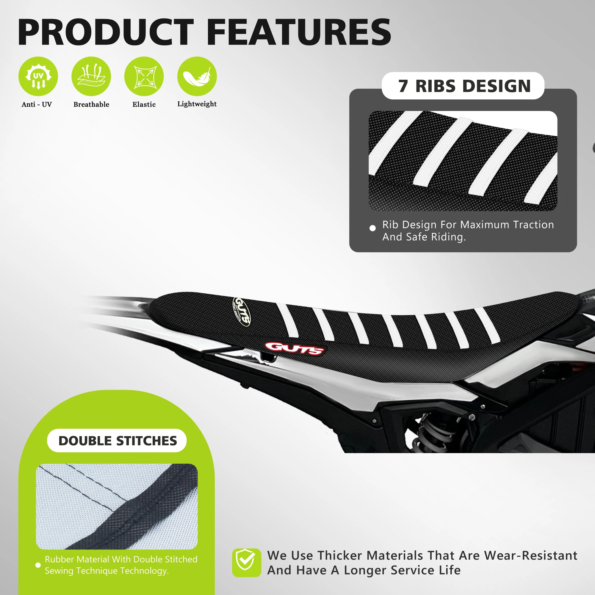 DSMTECH Universal Ribbed Seat Cover Rubber Soft Non-slip For Honda Yamaha Suzuki Kawaski Dirt Bike Off Road Accessories image 5