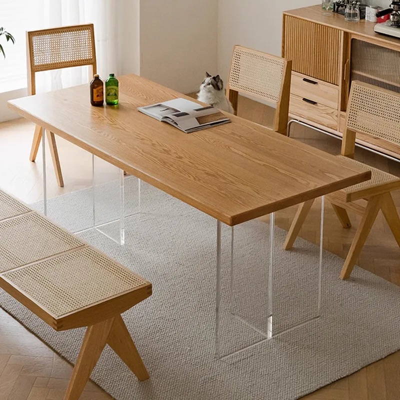 

Suspended solid wood dining table Home living room Large board table Nordic log office desk Rectangle workbench