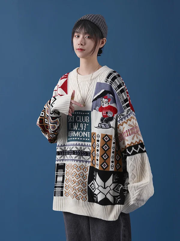 Cisas Lazy Sle ルーズ レディース ニット セーター カップル 秋冬 新しいファイオン カジュアル 快適な痩身トップ