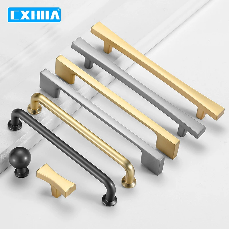 CXHIIA American Golden Light Luxury Cabinet Wardrobe Handle Modern Minimalist High End Cabinet Door Drawer Cabinet Door Handle