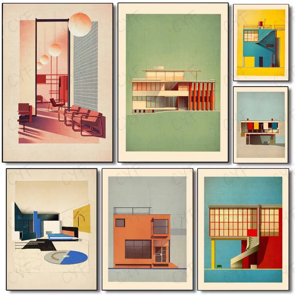 Moderne Kunst Architektur Home Art Malerei Poster Kunst Malerei Poster mit Drucke Home Schlafzimmer Wohnzimmer Dekoration Geschenk