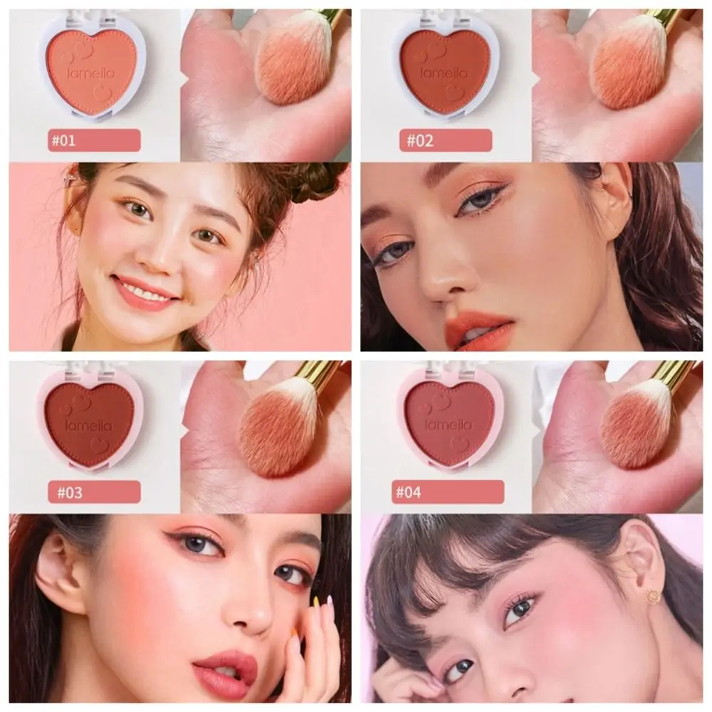 High Quality Heart-shaped Rose Cheek Tint Matte Moist Petal Blush Palette Long Lasting Smooth Face Blusher Cosmetics Women