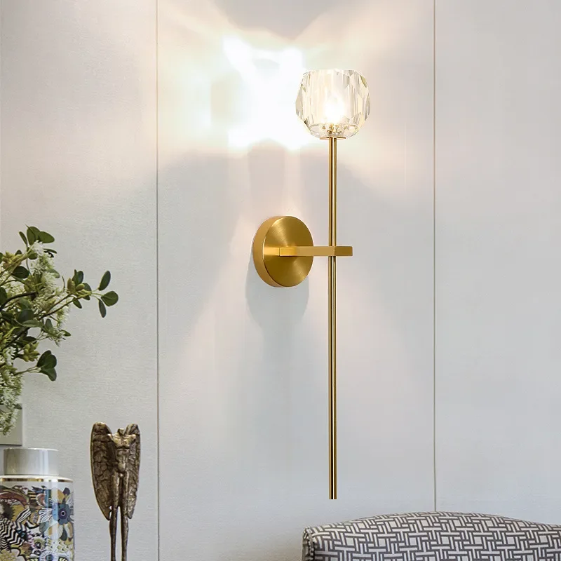 for Light Luxury Crystal Wall Lamp Modern Simple Living Room Corridor Staircase Background Wall Lighting Cross Border