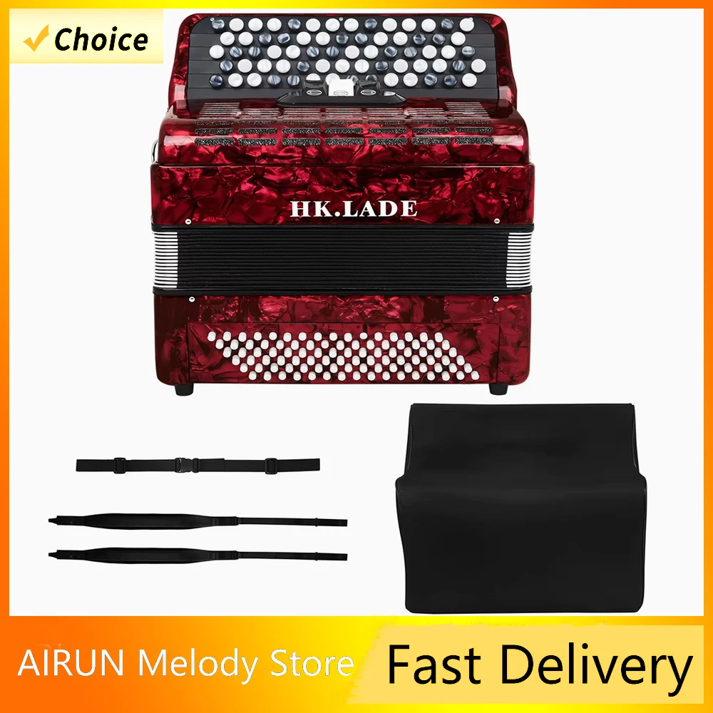 

HK · LADE AH-120 Красный аккордеон 69-клавишный аккордеон с клавиатурой, инструментальный аккордеон, подходит для выступлений и практики взрослых