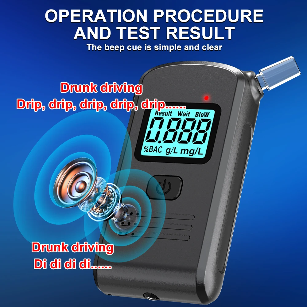 Portable High-Precision Breathalyzer Alcohol Testing Device for Personal Use Home Application Self-Contained Alcohol Detector