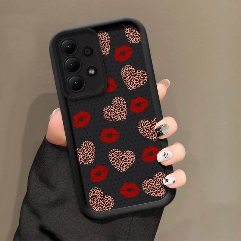 ليوبارد سيليكون قضية الهاتف لسامسونج غالاكسي M30S M23 M22 M16 M15 M13 نوت 20 الترا M54 M51 M34 M31 الشفاه قبلة غطاء مقاوم للصدمات