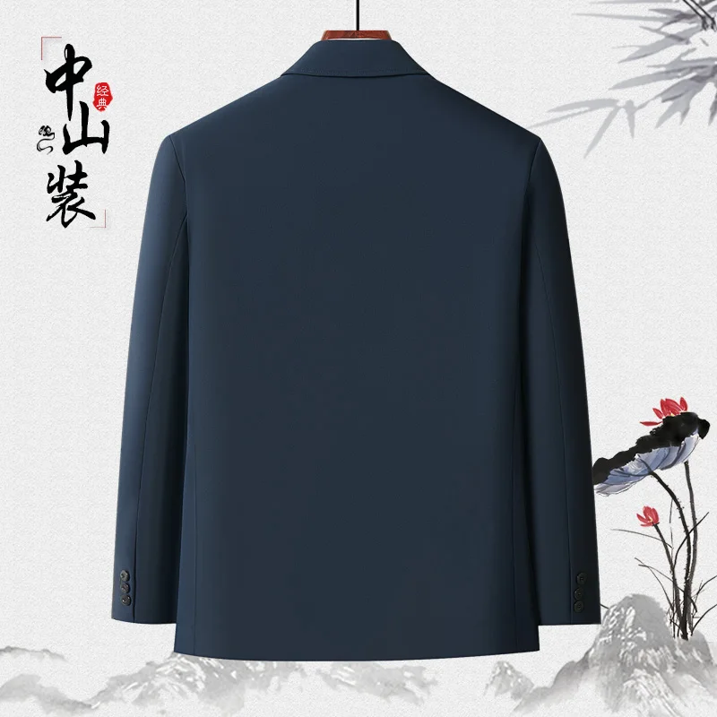 Minimalistische Mao Pak Revival Mannen Zhongshan Blazer Tuniek Jas Verborgen BinnenzakConfucianische Erfgoed Bovenkleding 4-Pocket Filosofie