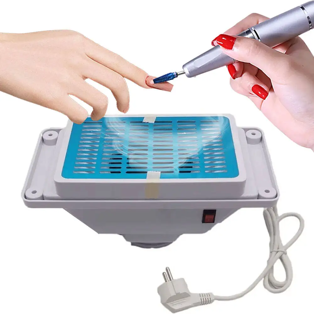 Nail Dust Collector Table Fans Suction Device Vacuum Cleaner Salon Manicure Machine Pedicure Nail Art Tools with 2 Dust Bags