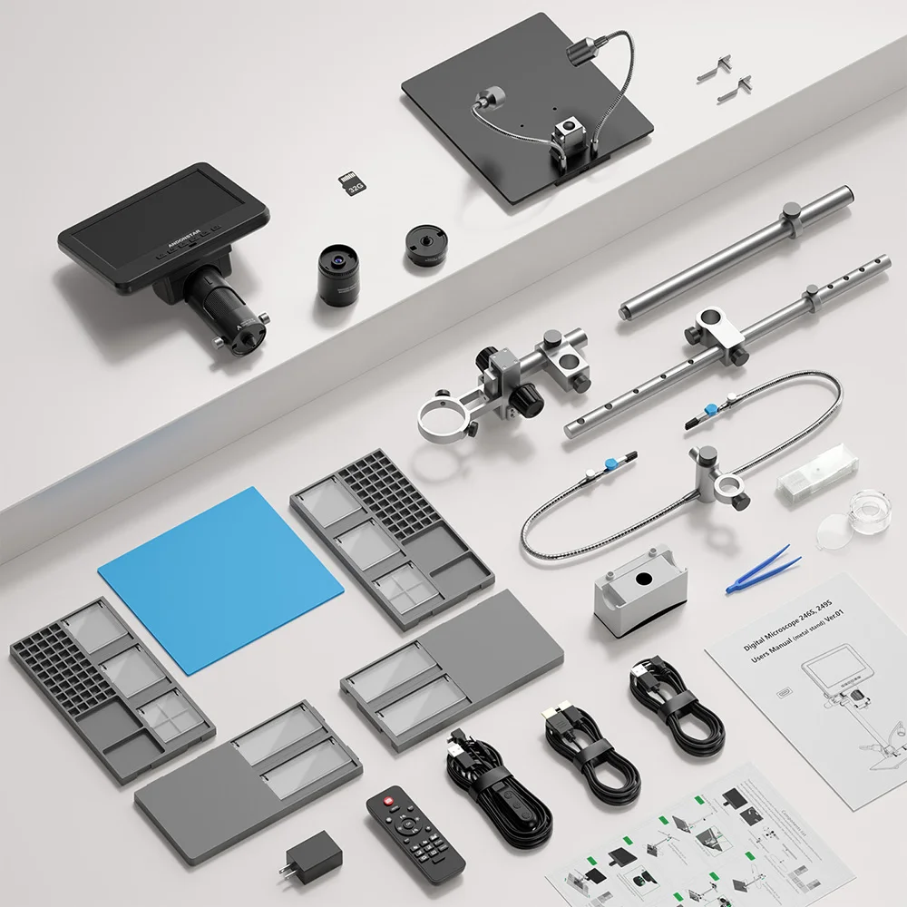 Andonstar 2024 Trinocular 2000X UHD 2160P HDMI/UBS Digital Microscope with PC Connection for PCB Solder Check for Phone Repair