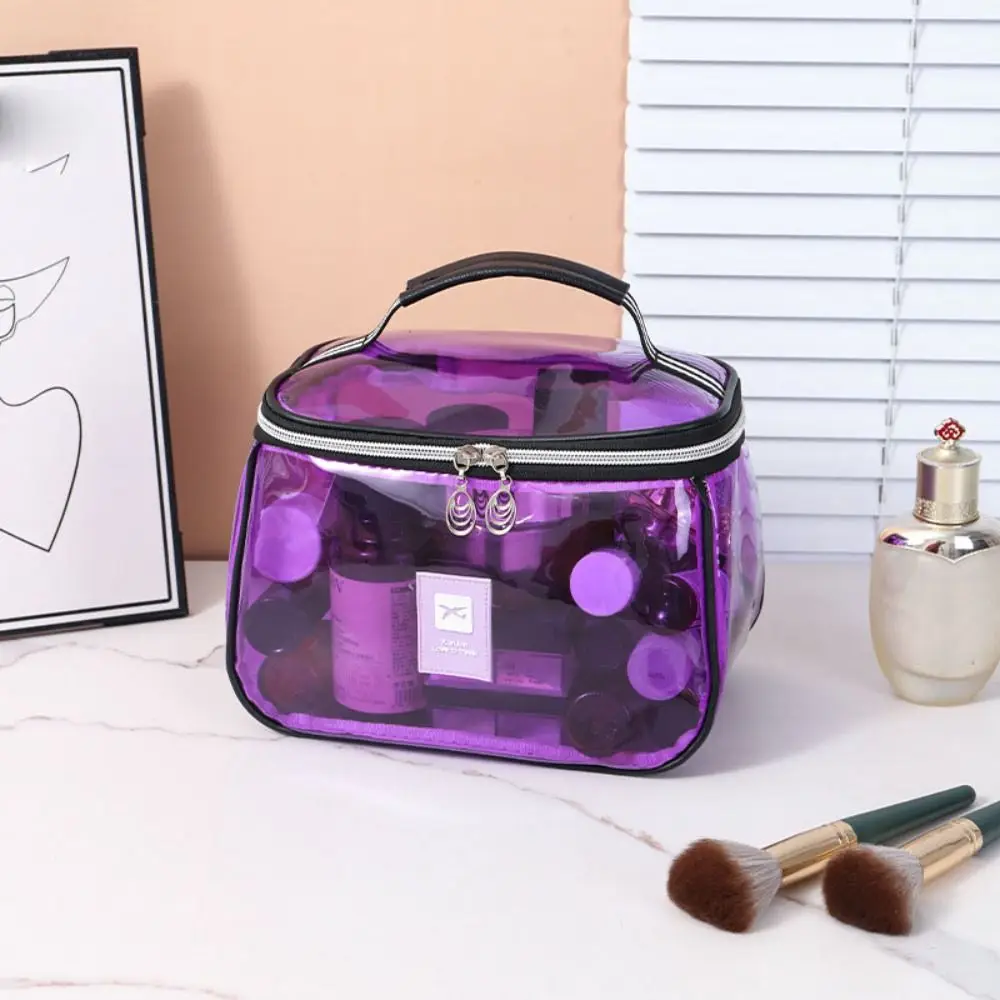 

Transparent PVC Cosmetic Bag PVC Handheld Clear Makeup Bag Large Capacity Waterproof Toiletry Storage Organizer Bathroom
