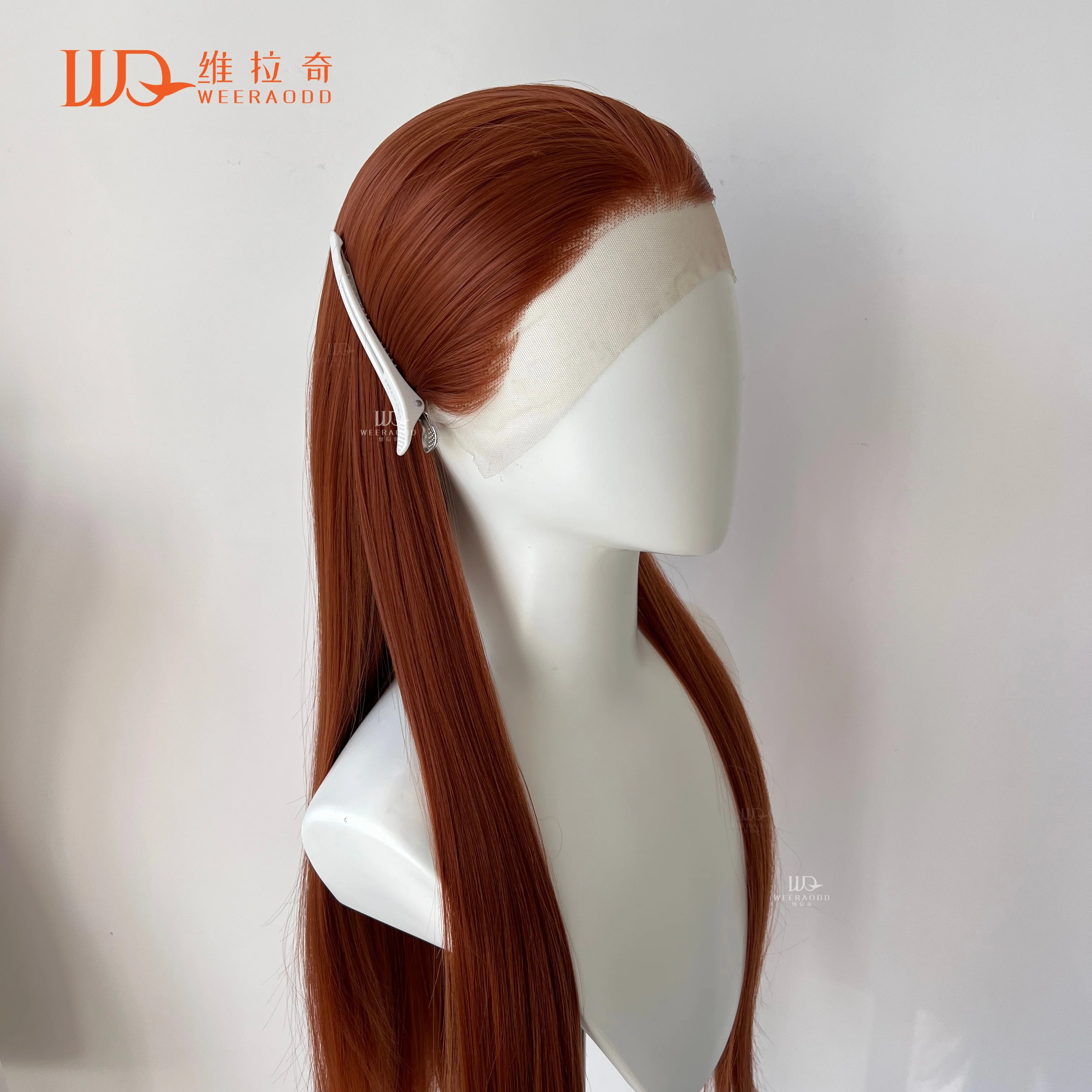 

Красный Коричневый Прямой Парик Матовые Синтетические Волосы 13x4 Кружева Фронтальная Бесклеевая 150% Плотность Ручная Завязка для Косплей Вечеринка Музыкальный Фестиваль