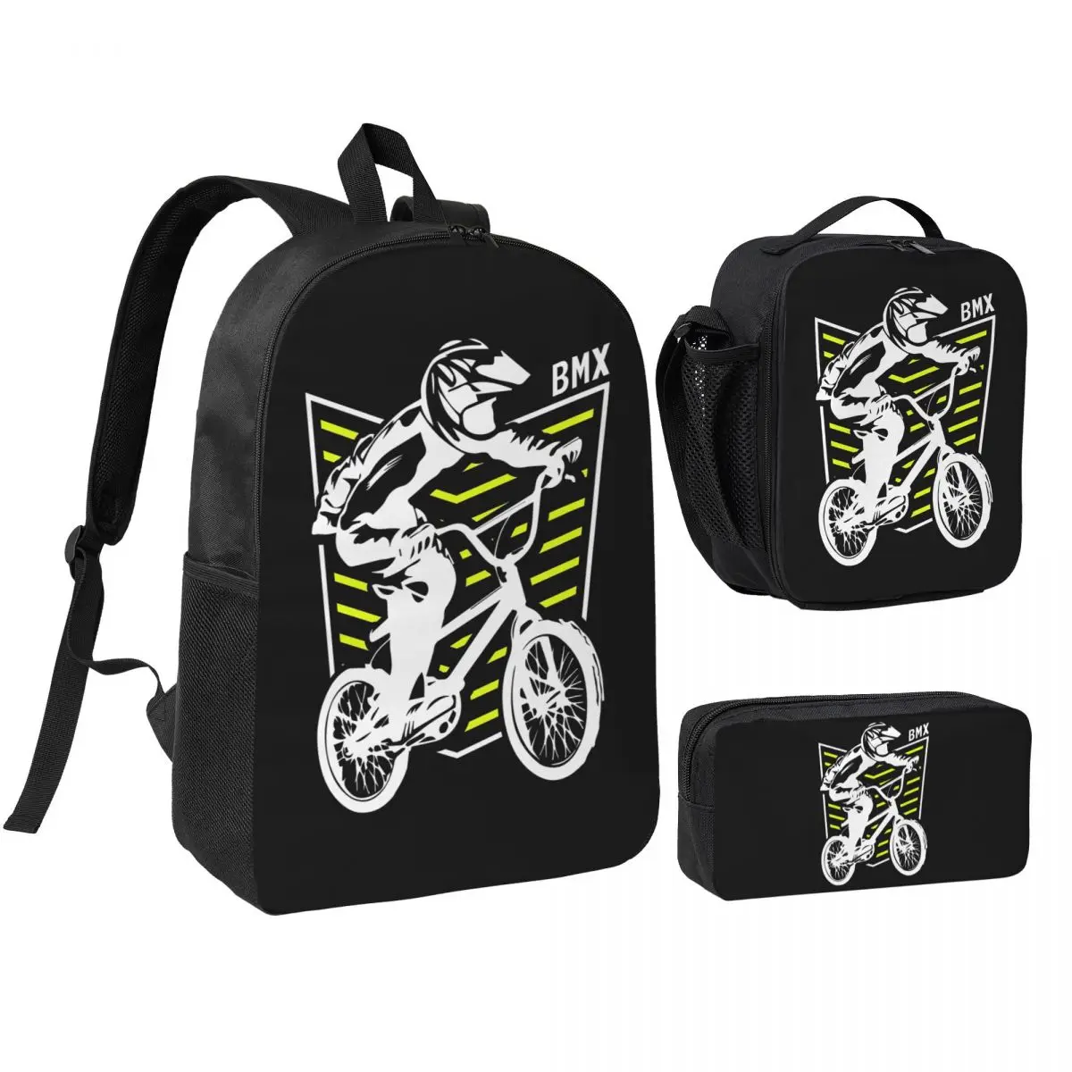 Bmx Apparel Retro Bmx Bike Old School Patch Backpack BookBag School Bag Shoulder Bags 3ps Insulated Lunch Bag Pencil Case