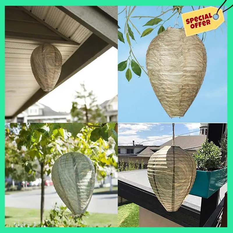 -A14E 4 عبوات من شرك عش الدبور، مصيدة دبور معلقة صديقة للبيئة، مصيدة عش دبور مزيفة طبيعية خالية من النحل، دبور سهل Insta