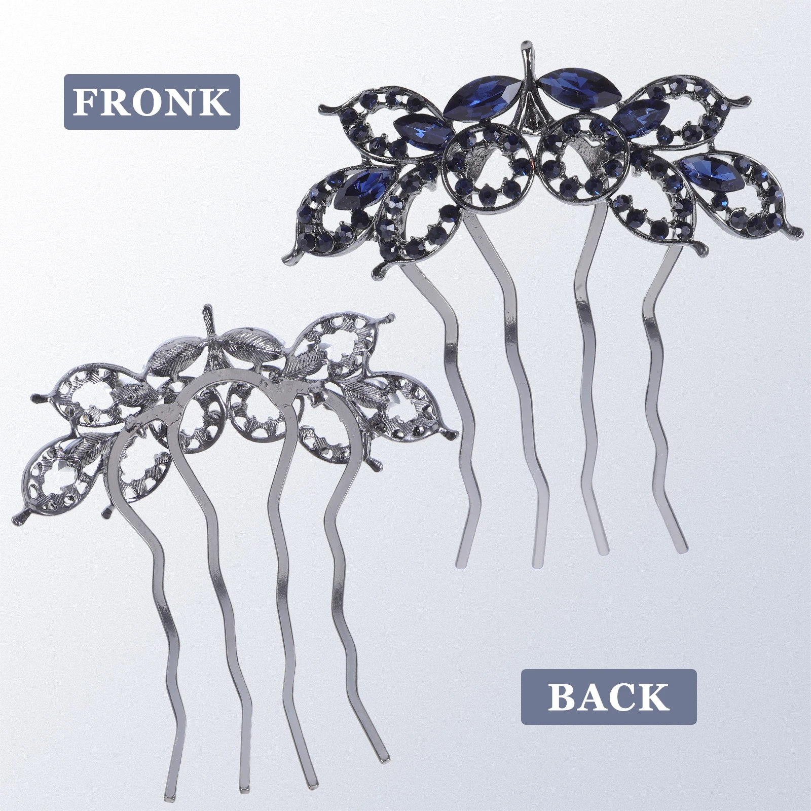 

2 Pcs Hair Comb Rhinestone Princess Clips Vintage Bridal Accessories Birthday Tiara French Combs Girls Hair Decor