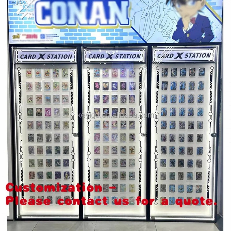 custom.Wall Mounted LED Lighting Trading Cards Display Lockable Glass Metal Graded PSAS Card TCG Shop Display