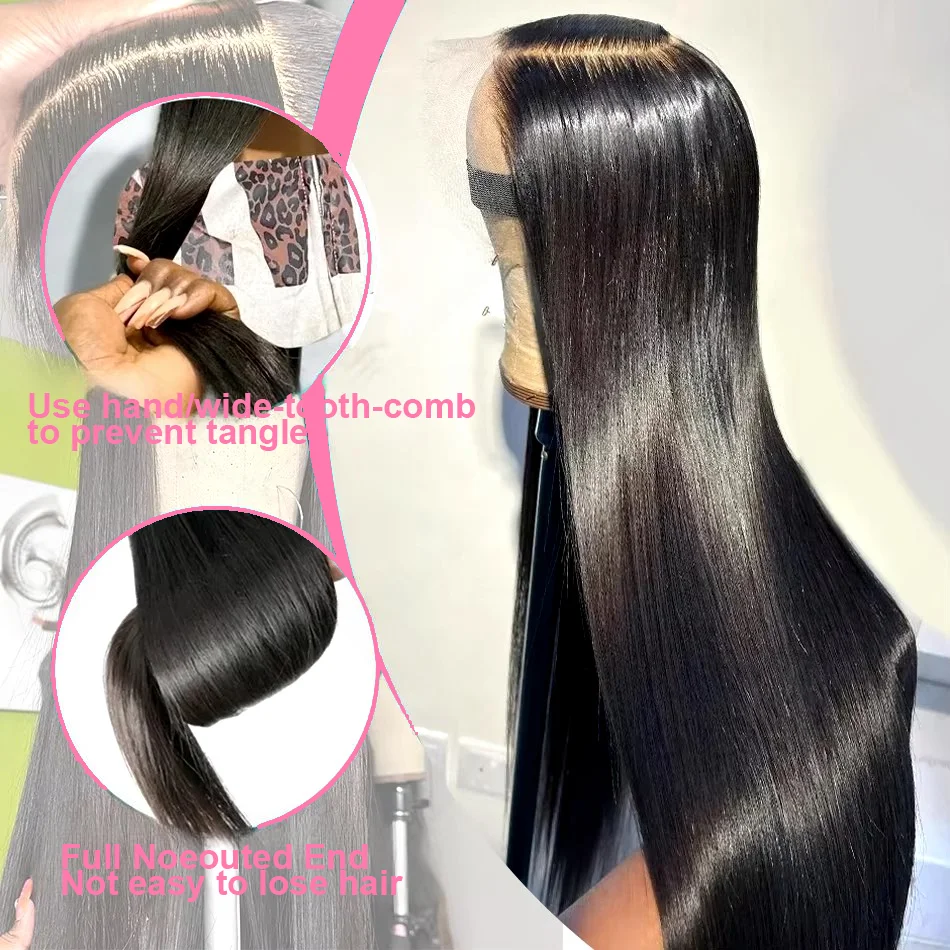 40 pulgadas hueso recto 13x4 Hd transparente peluca con malla Frontal cabello humano 250 densidad brasileño pelucas frontales de encaje prearrancadas para mujeres