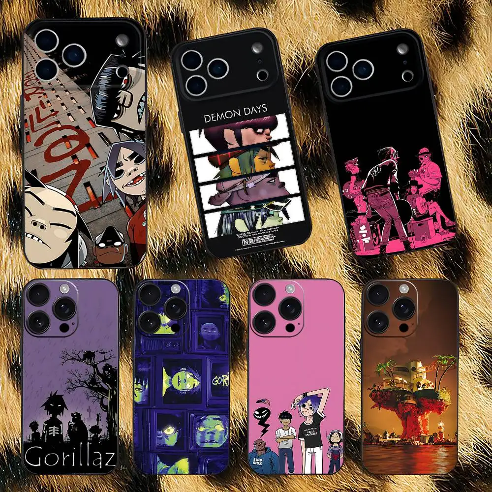 حافظة هاتف ROCK G-Gorillaz-s BAND لهاتف iPhone 17,16,15,14,13,12,11,Pro,XS,Max,XR,Plus,E,SE4,غطاء ناعم أسود صغير #1