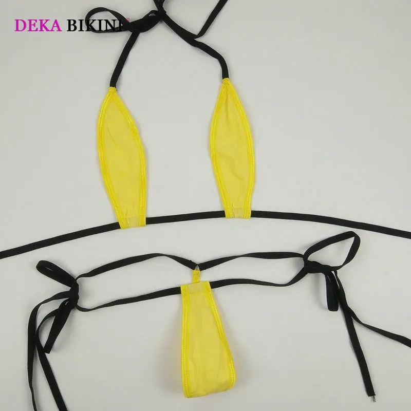 DEKA-Conjunto de Mini Bikini de algodón para mujer, traje de baño de micro vendaje extremo, ropa de playa, lencería exótica, ropa interior, traje para tomar el sol