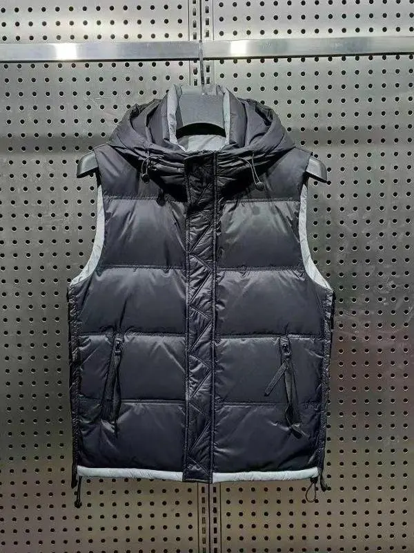 

Men's High-End down Vest 2025 Autumn Winter Warm Hooded Svel Jaet Faionable Thiened Soft Other Material Outerwear