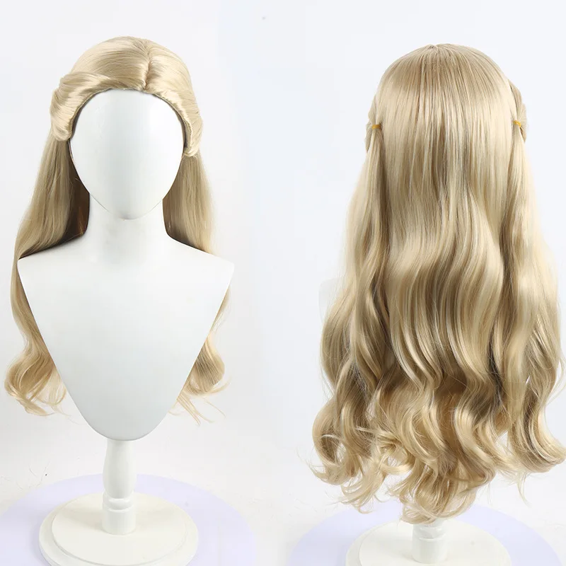 

Парик для косплея из фильма Глинда, золотой вьющийся синтетический парик, термостойкое синтетическое волокно для вечеринок с сетчатой подкладкой в виде розы