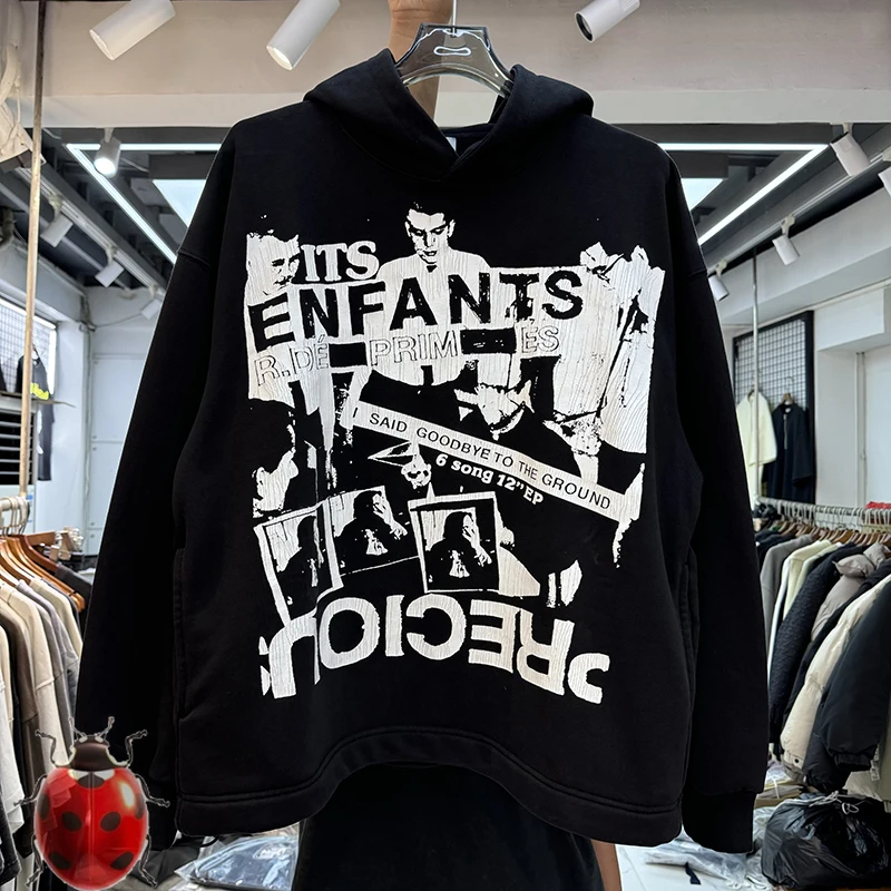 Cracked Flim Print ERD Enfants Riches Deprimes Fleece Hoodie Sweatshirts Men Women Black Streetwear Winter Pullovers Oversize