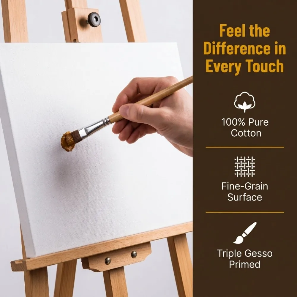 Pure Cotton Stretched Canvas 11.81×15.75in Taut Surface Cotton Art Canvas Fine Weave Fine Weave Canvas Art Sketching