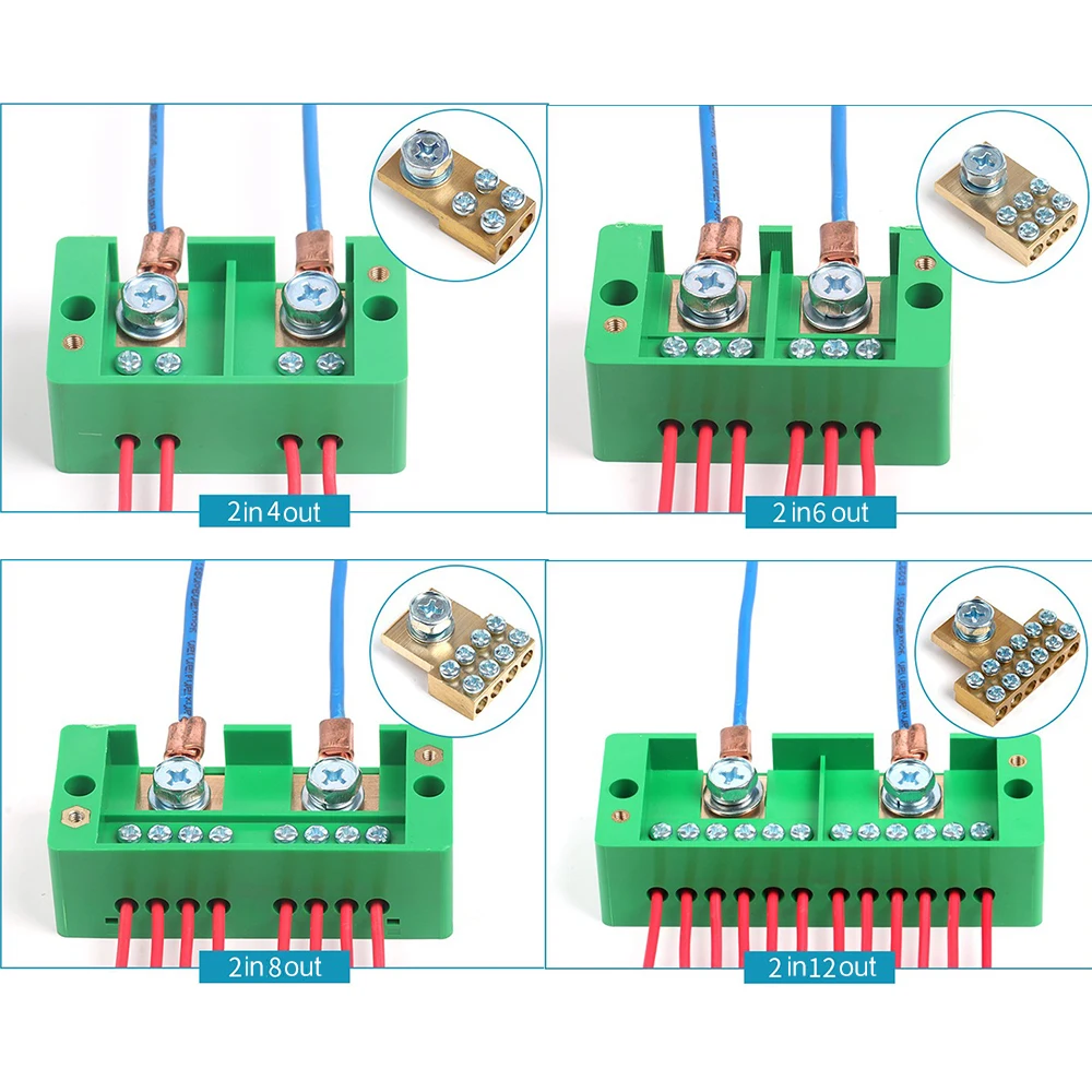 

Household Distribution Box Terminal Junction Case Single Phase 2-IN 4/6/8/12-OUT Wire Terminal Box