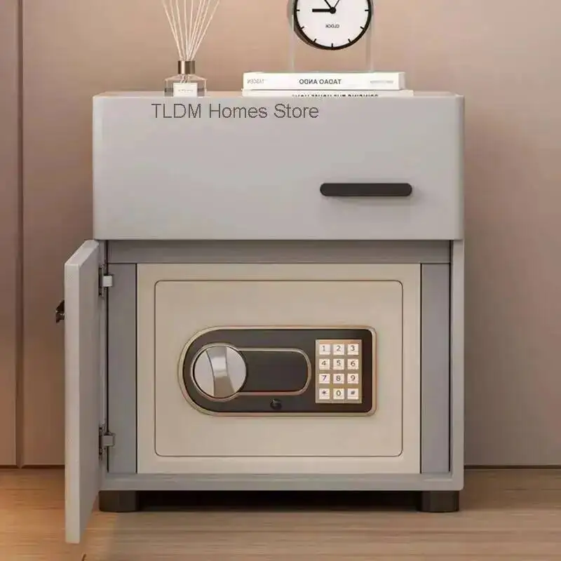 Mesitas With Modern Cream Compartment Nightstand Bedside Table With Safe Minimalist Lock Nordic Luxury Secret De Noche Furniture
