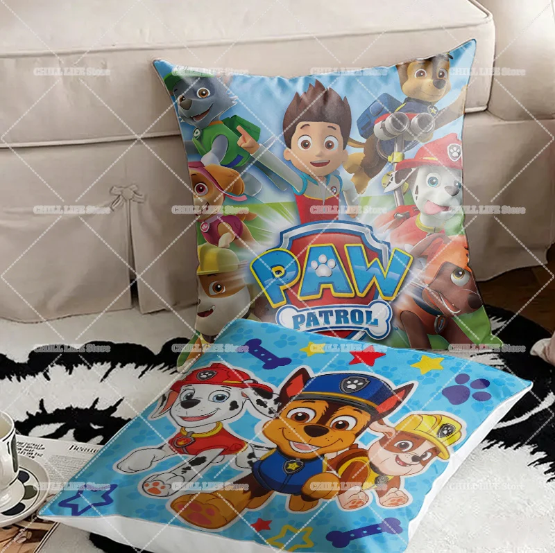 Cartoon Anime Dog Print Cushion Cover for Sofa Cars Paw Patrols Pillow Case 45x45cm Living Room Pillow Cover Office Home Decor