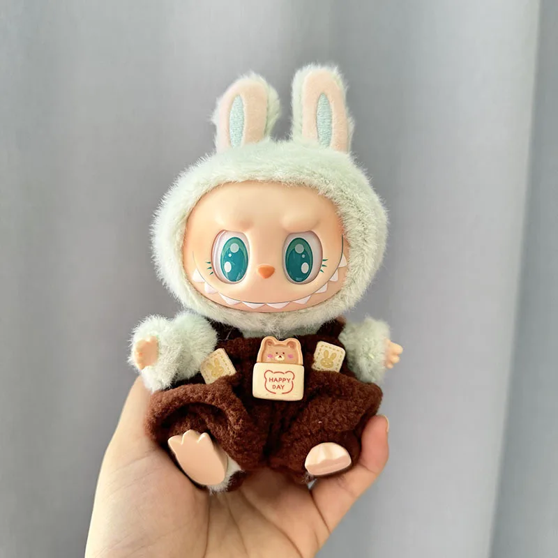 Labubu I II Idol Dolls 17cm Mini ropa de muñeca de peluche accesorios de atuendo para Corea Kpop Exo sentado monos de fiesta ropa regalo